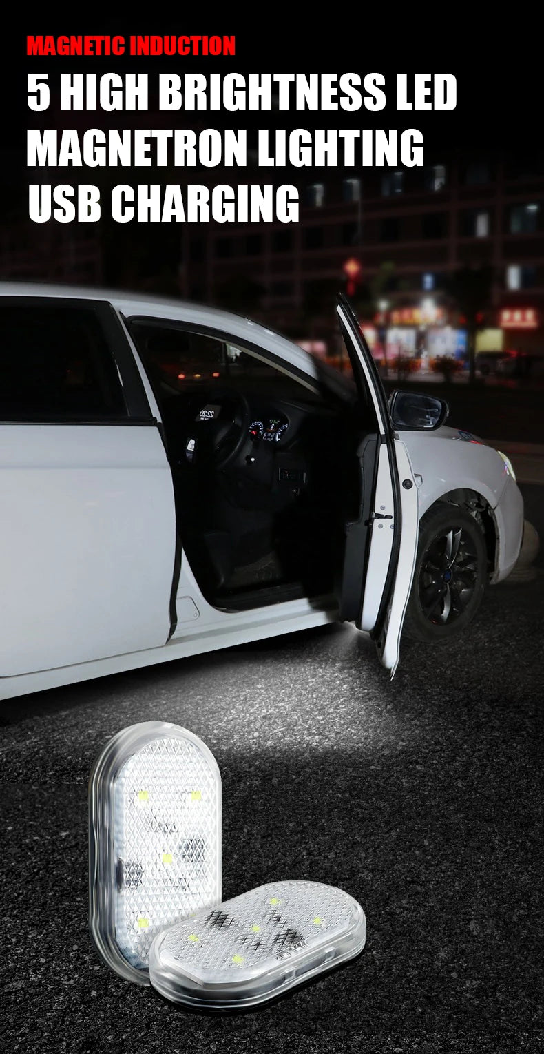 Car Led Welcome Light Magnetic Control USB Charging Auto Open Door Safe Anti-collision Signal Lamp
