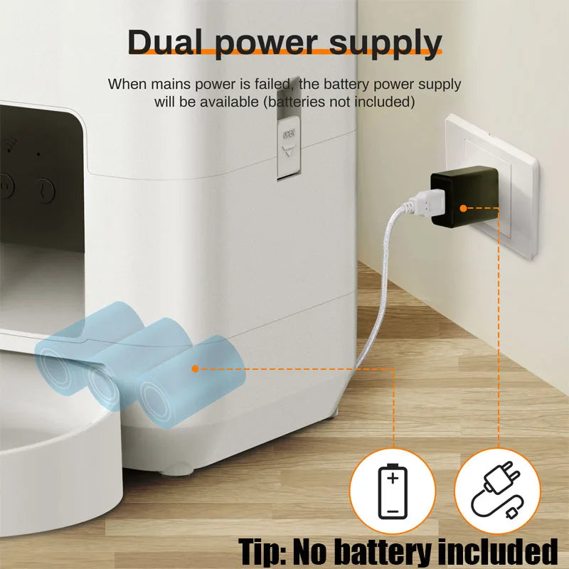 Smart Pet Feeder 2L Automatic Wifi Enabled Dry Food Dispenser for Cat Dog Home Use App Control Pet Supplies Auto Feeding System.