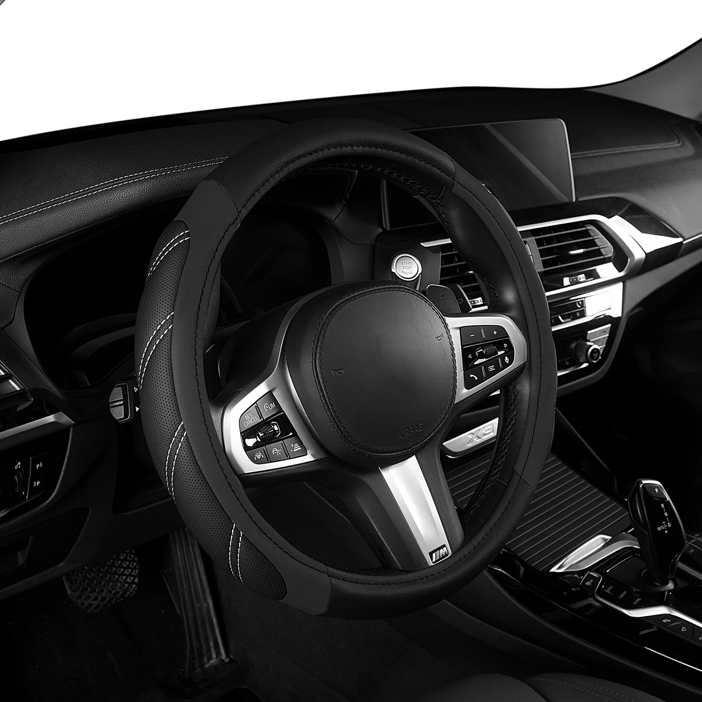 Car Steering Wheel Cover 14-15 Inch Universal Sport Leather All Purpose Upholstered Grip Breathable Truck SUV Jeep