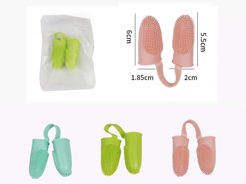 Dual Finger Set Pet Toothbrush Oral Cleaning Dog Flexible Durable Suppleness Toothbrush Safe Non-toxic Easy Clean Pet Products