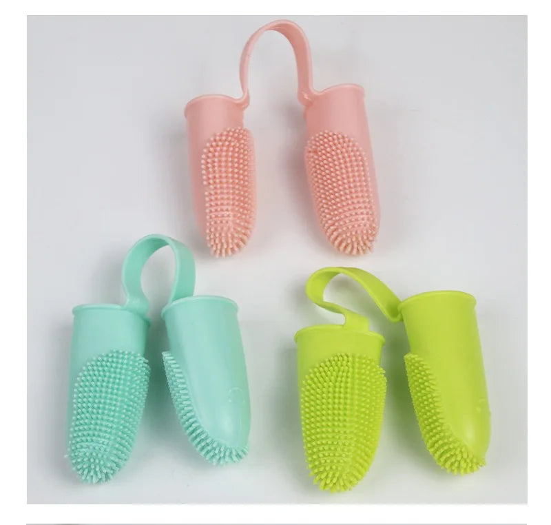Dual Finger Set Pet Toothbrush Oral Cleaning Dog Flexible Durable Suppleness Toothbrush Safe Non-toxic Easy Clean Pet Products