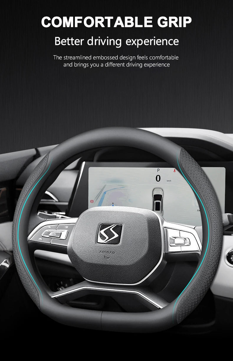 Auto Parts Car Steering Wheel Cover Anti Slip Pu Leather Steering Protector Anti Scratch Steer Wheel Cover Universal for 38cm