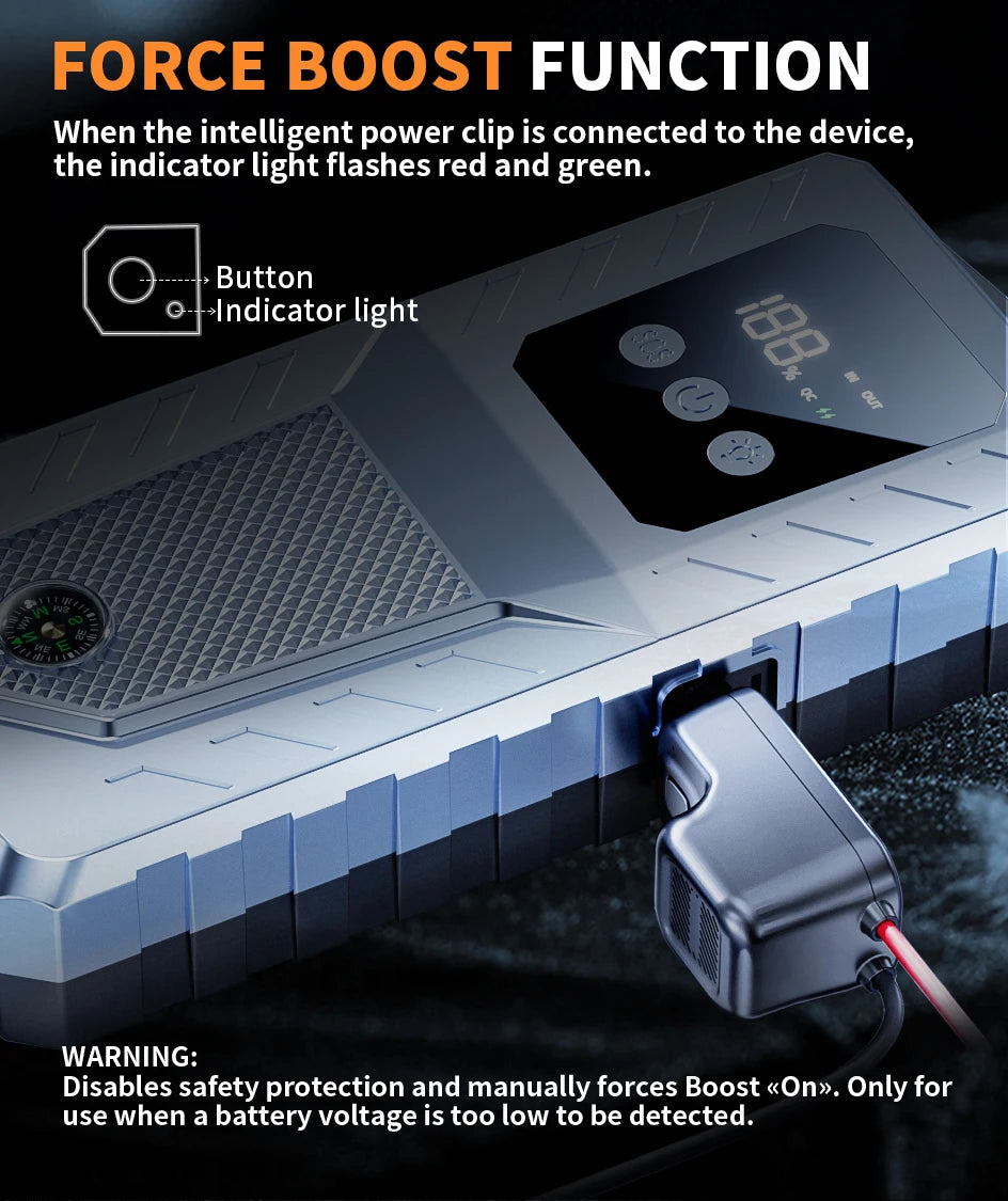 Car Jump Starter Battery Power Bank 2000A/3000A for Car Starter Portable Emergency Booster 12V Auto Starting Device