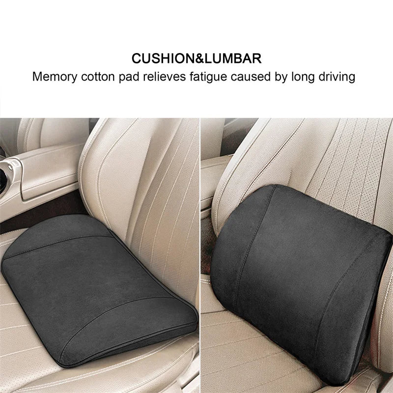 For Porsche Mercedes-Benz Maybach Same Suede Car Seat Memory Foam Lumbar Pillow Cushion Interior Headrest Accessory