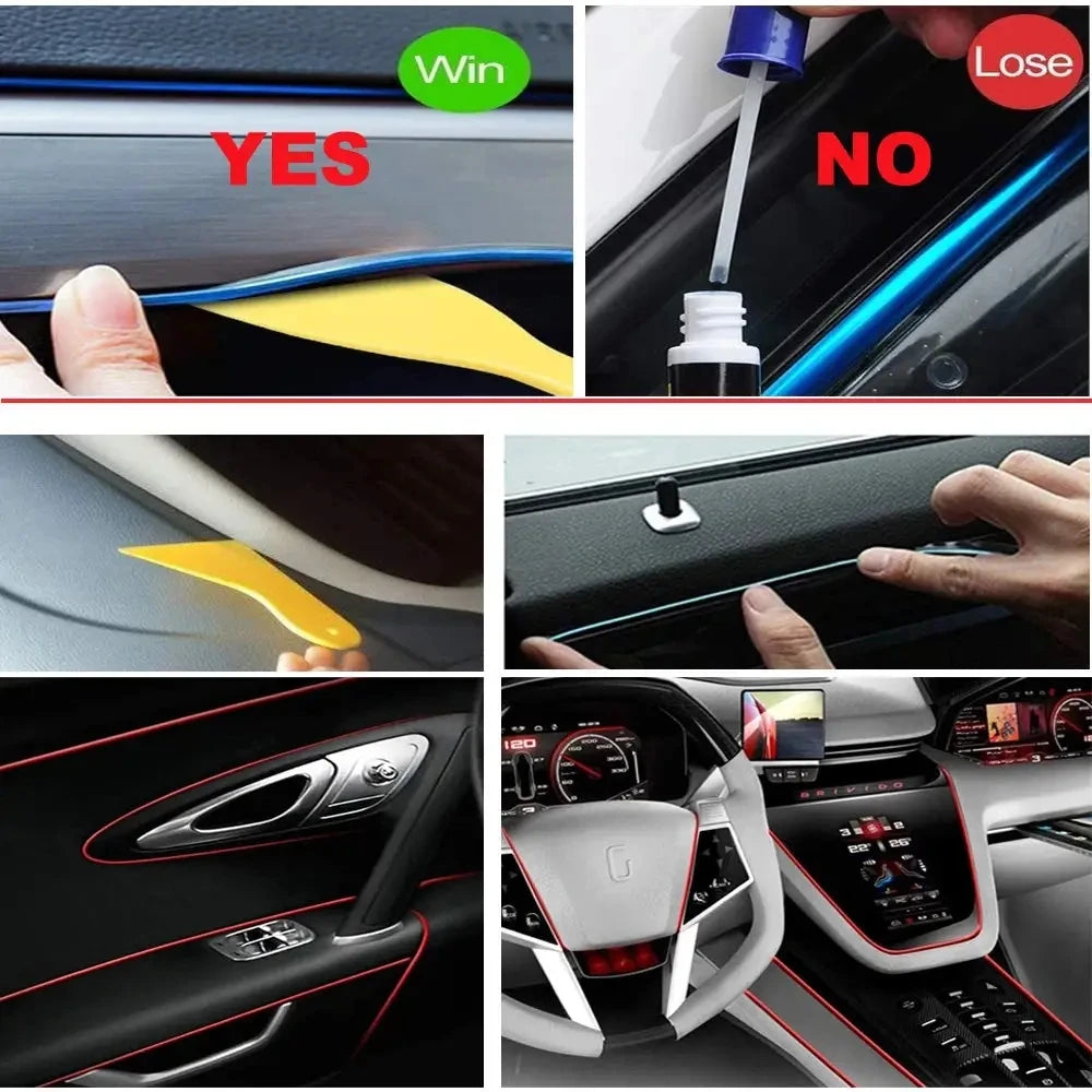 1M/3M/5M Car Interior Led Decorative Lamp EL Wiring Neon Strip For Auto DIY Flexible Ambient Light USB Party Atmosphere Diode