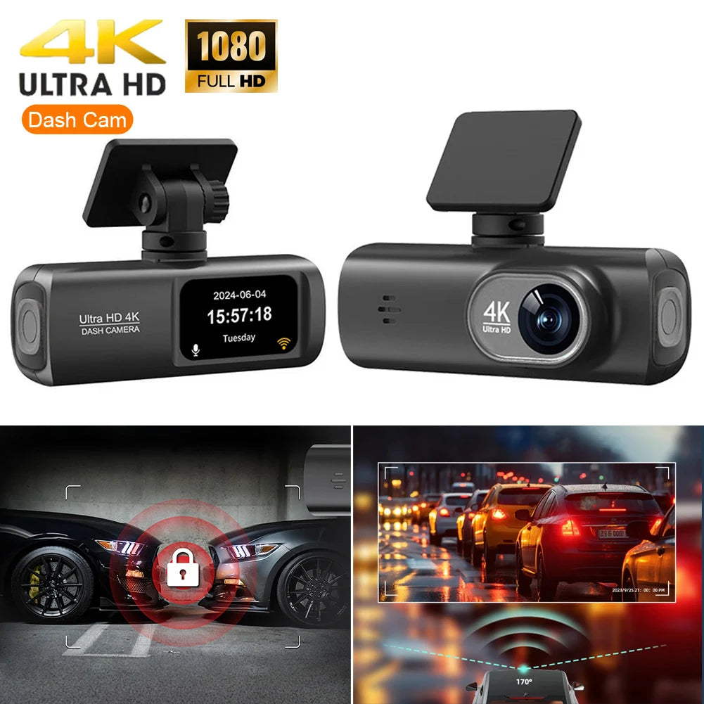 Dash Cam Front and Rear 2.4G WiFi 4K+1080P and 1.47" Screen DashCam with 24H Night Vision Parking Monitor Loop Recording WDR GPS