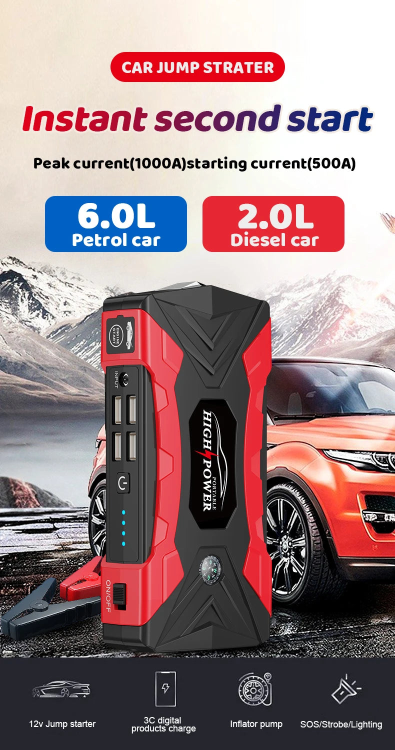 Power Bank Car Battery Starter Jump Starter Portable Charger Car Booster Car Battery Jump Starter