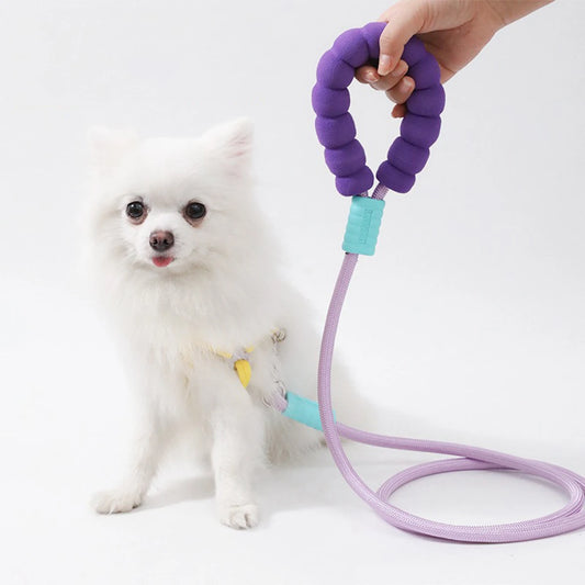 150cm Long Dog Leash with Foam Handle Cushioning Shock-Absorbing Elastic Alloy Buckle Durable Comfortable Rope for Walking