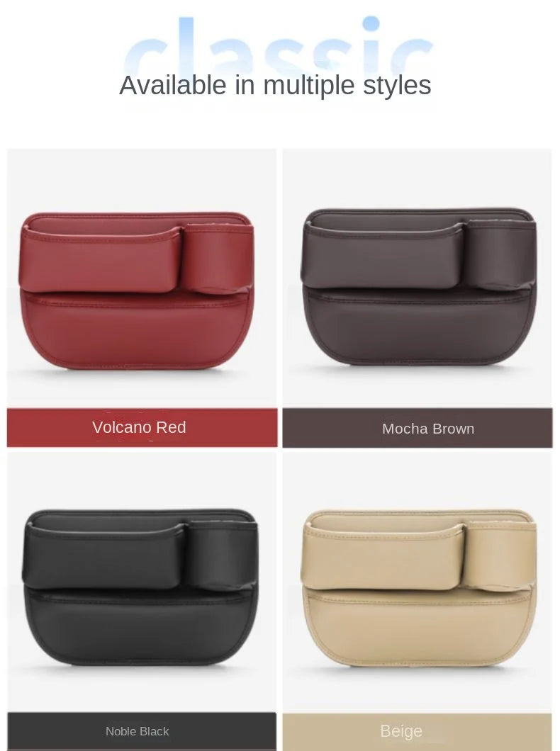 Car Seat Gap Organizer with Cup Holder – Multifunction Leather Storage Box