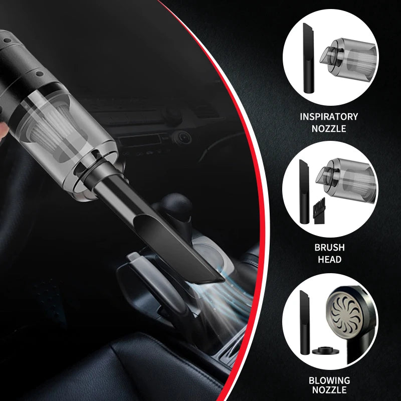 Handheld Cordless Car Vacuum Cleaner – 15000PA High Power, Portable Multi-Nozzle with Blowing & Suction for Car, Home & Office