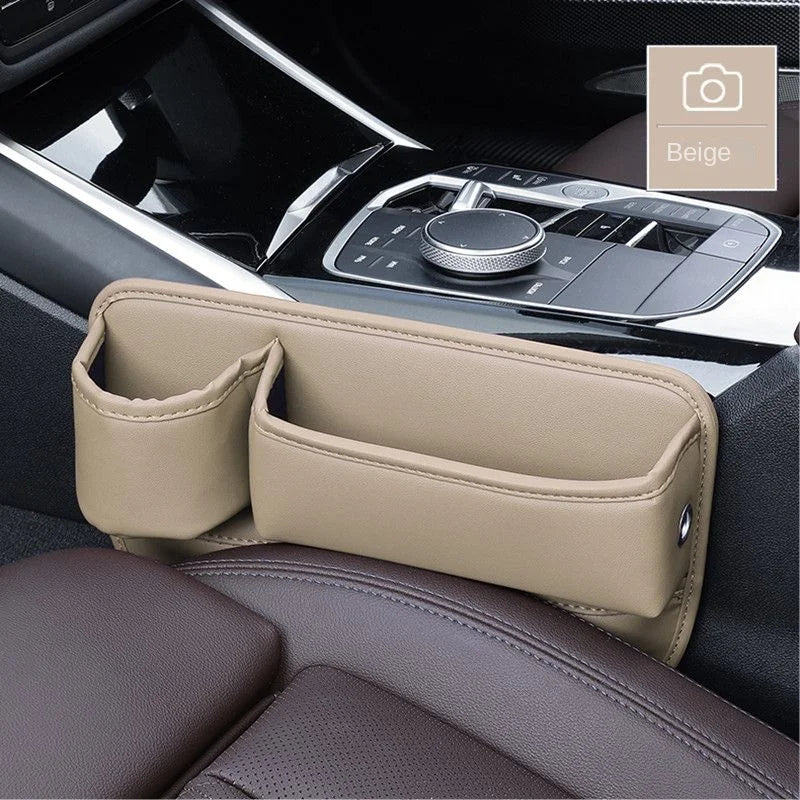Car Seat Gap Organizer with Cup Holder – Multifunction Leather Storage Box