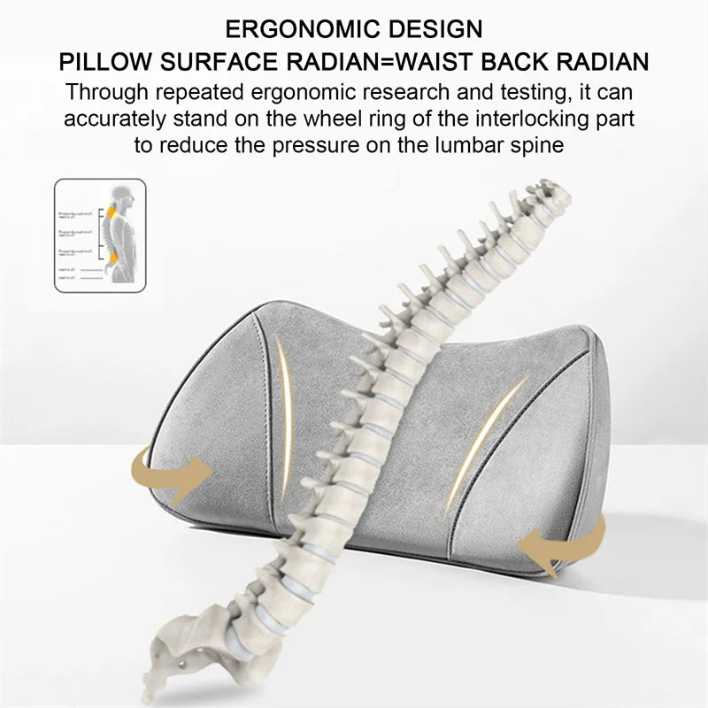 For Porsche Mercedes-Benz Maybach Same Suede Car Seat Memory Foam Lumbar Pillow Cushion Interior Headrest Accessory