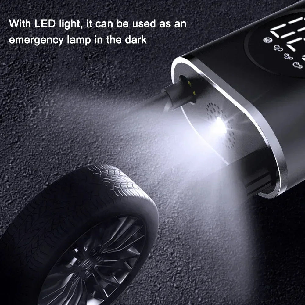 Portable Electric Tire Inflator 150PSI Mini Air Pump with Rechargeable Battery for Cars Motorcycles Bicycles and SportsEquipment