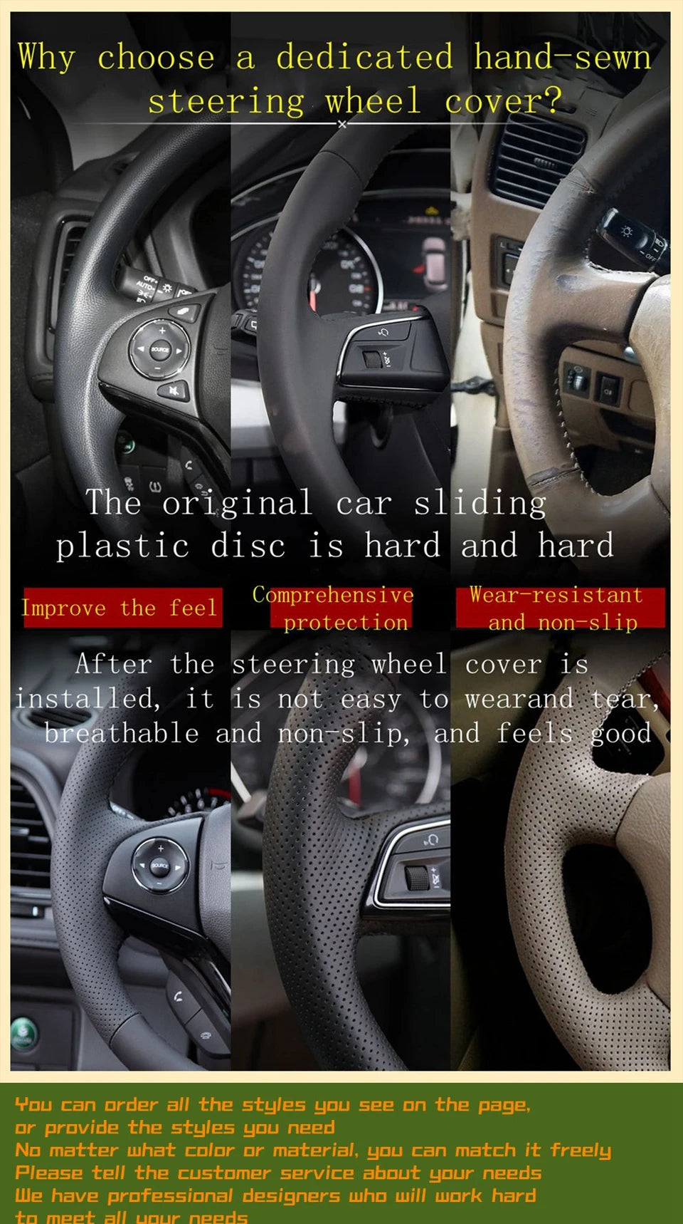 Car Steering Wheel Cover Artificial Leather For Volkswagen VW Golf 7 Mk7 Touran Up New Polo Jetta Passat B8 Tiguan Accessories