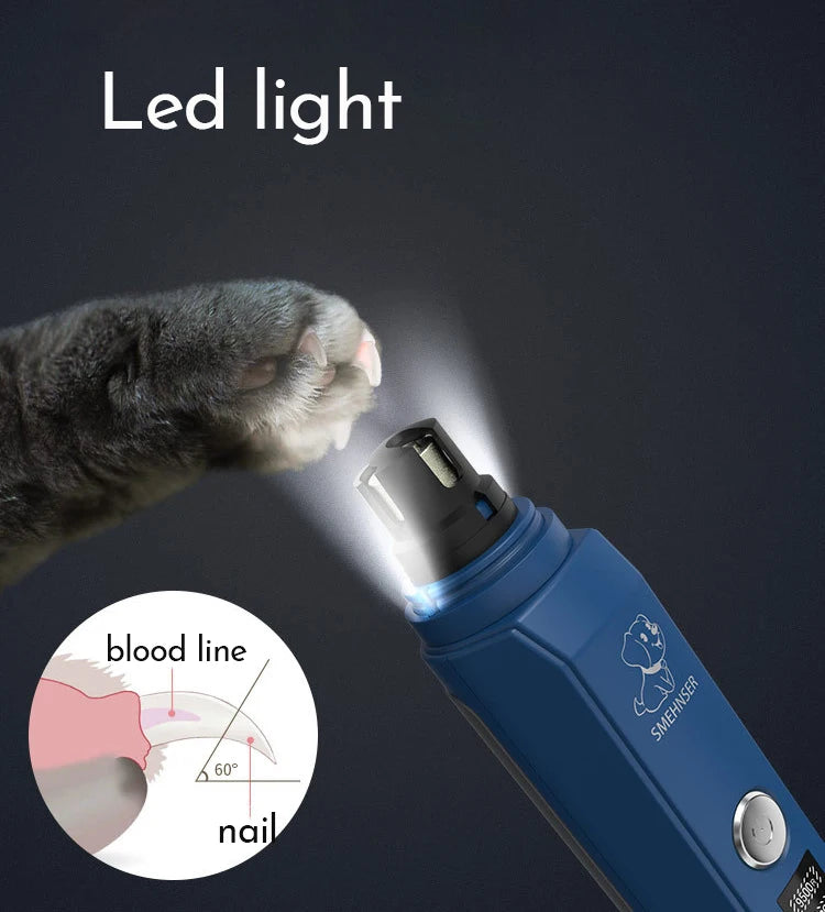 Professional Dog Nail Grinder Electric Pet Nail Trimmer Painless Paws Grooming Machine for Small Medium Large Dog Cats Low Noise