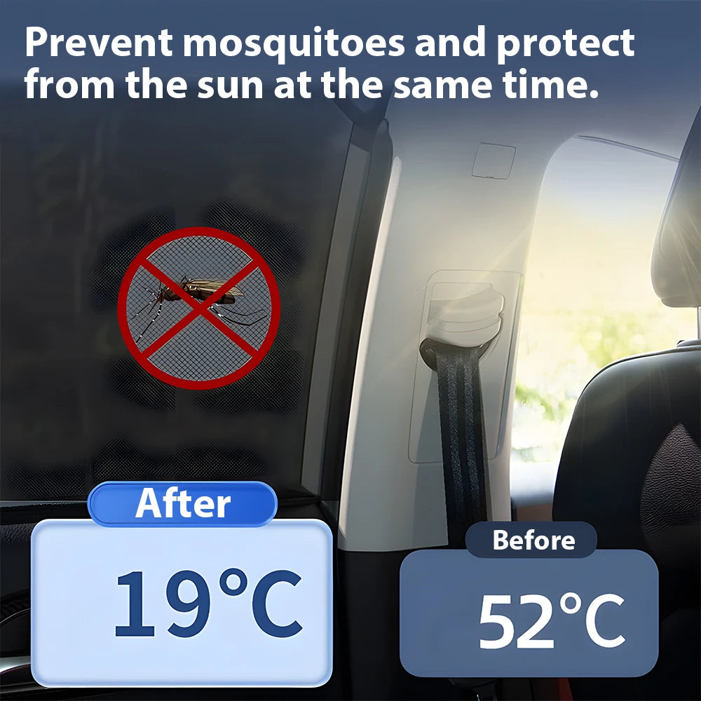 Car Sun Shades: UV Protection, Side & Rear Window Mesh Curtains, Mosquito Repellent, Sun Visor for SUV, Car, RV - Summer Essenti