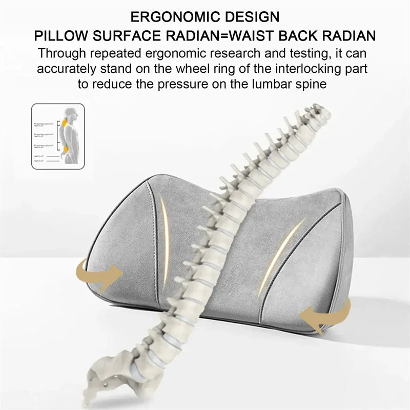 For Porsche Mercedes-Benz Maybach Same Suede Car Seat Memory Foam Lumbar Pillow Cushion Interior Headrest Accessory