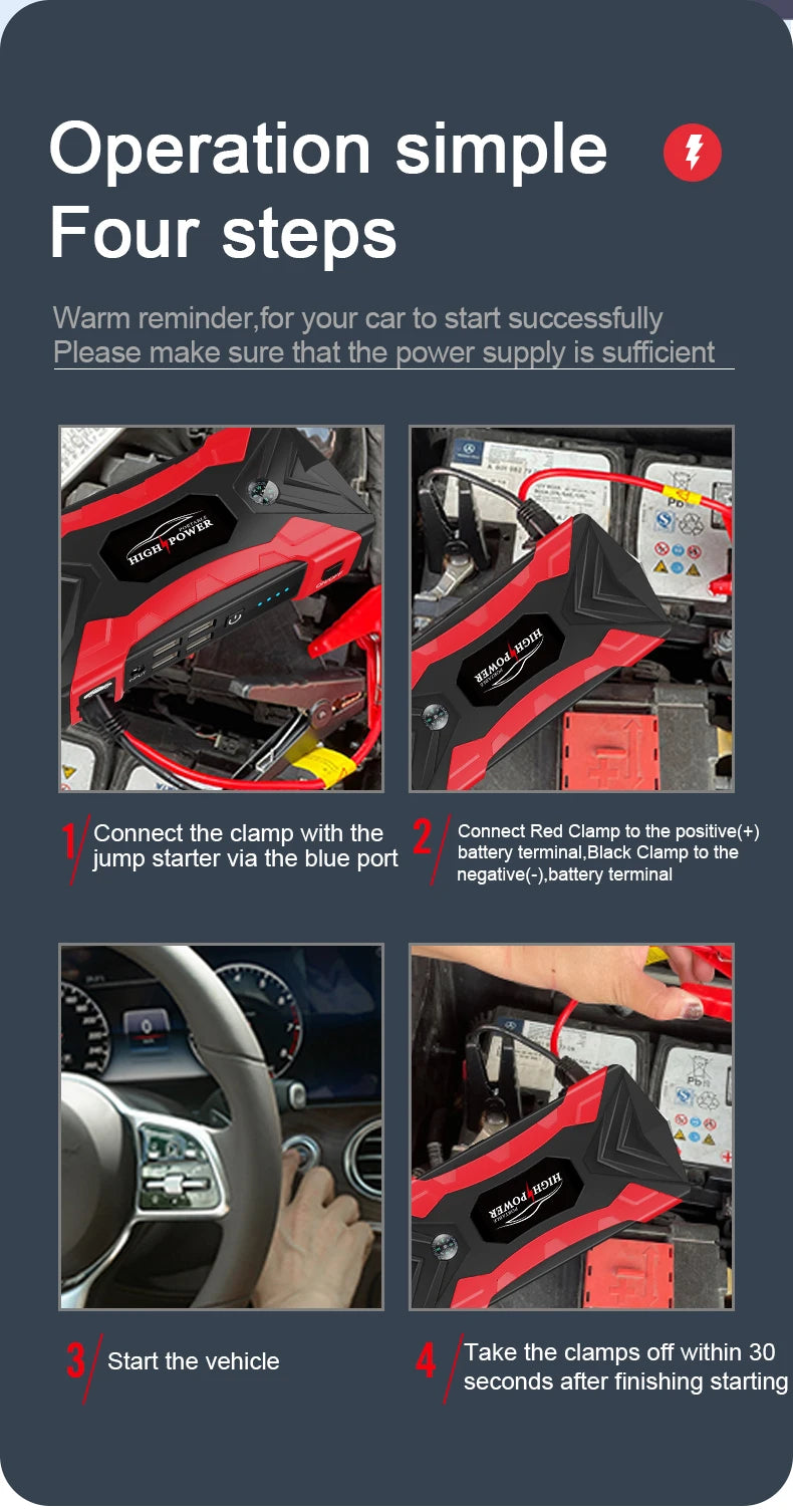 Power Bank Car Battery Starter Jump Starter Portable Charger Car Booster Car Battery Jump Starter