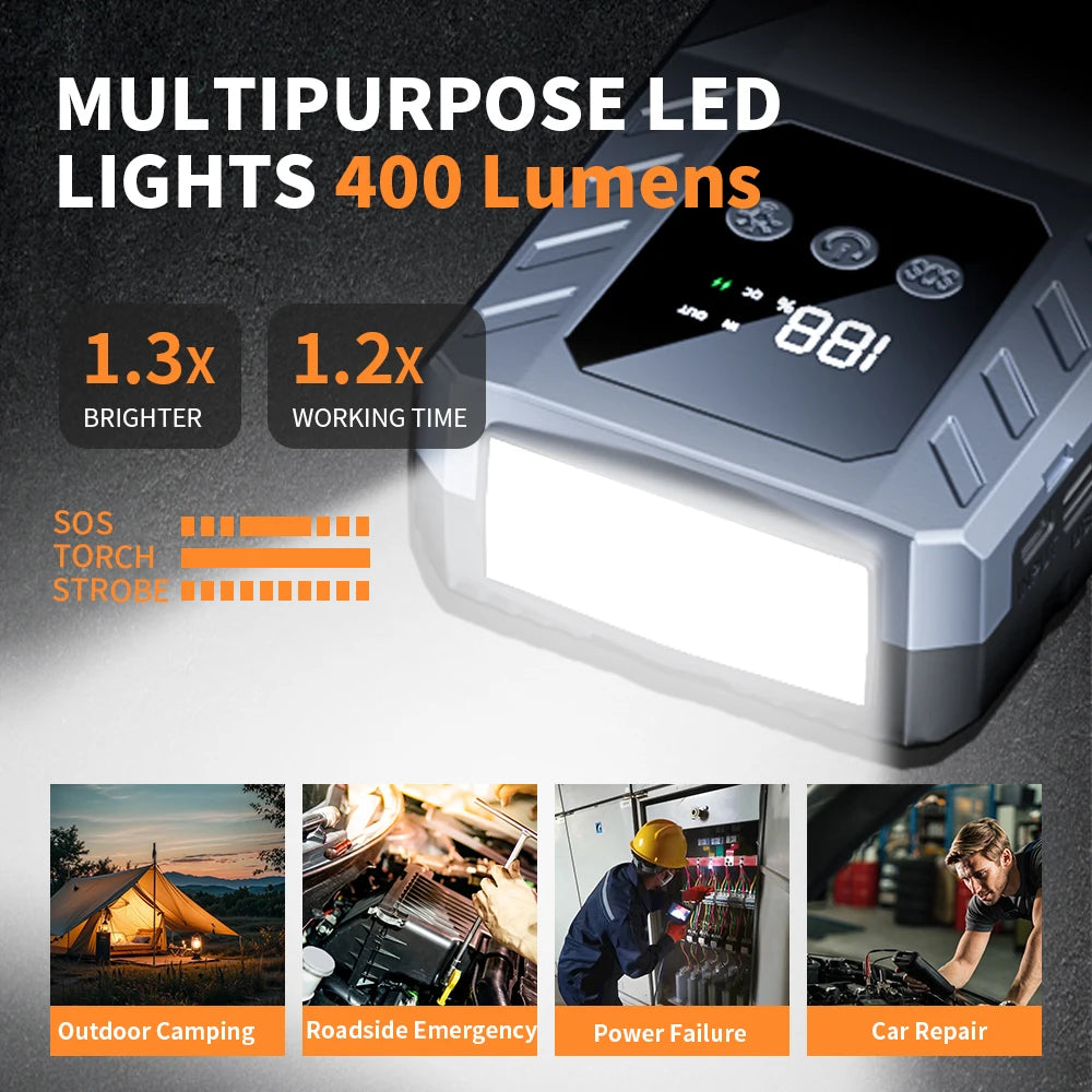 Car Jump Starter Battery Power Bank 2000A/3000A for Car Starter Portable Emergency Booster 12V Auto Starting Device