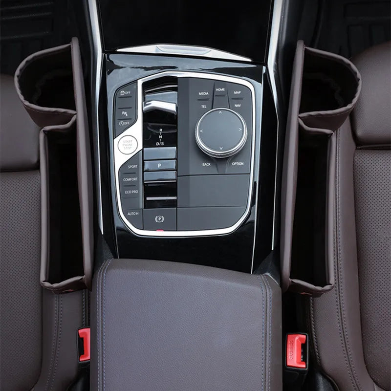 Car Seat Gap Organizer with Cup Holder – Multifunction Leather Storage Box