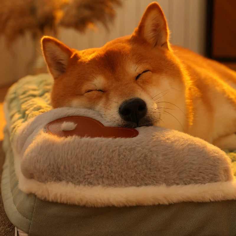 Calming Dog Beds for Small Large Dogs Luxury Dog Mat with Pillow Removable Cover Foam Pet Mat Cushion Sleeping Beds Soft