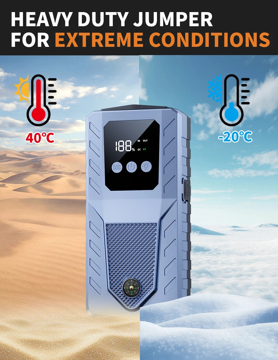 Car Jump Starter Battery Power Bank 2000A/3000A for Car Starter Portable Emergency Booster 12V Auto Starting Device