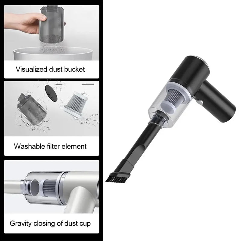 Handheld Cordless Car Vacuum Cleaner – 15000PA Powerful Suction, Portable Multi-Nozzle