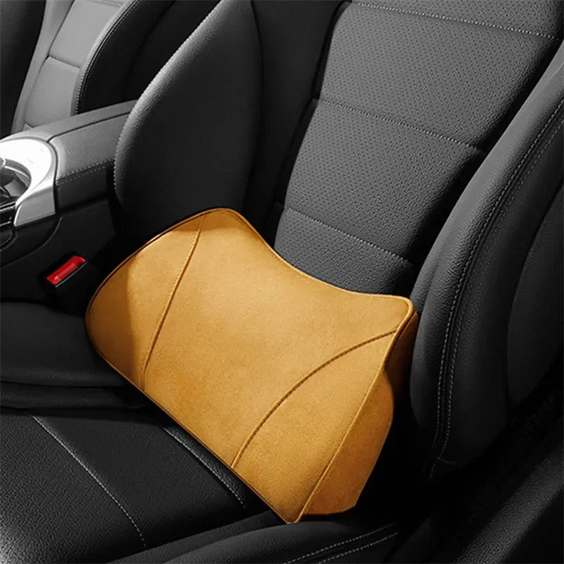 For Porsche Mercedes-Benz Maybach Same Suede Car Seat Memory Foam Lumbar Pillow Cushion Interior Headrest Accessory