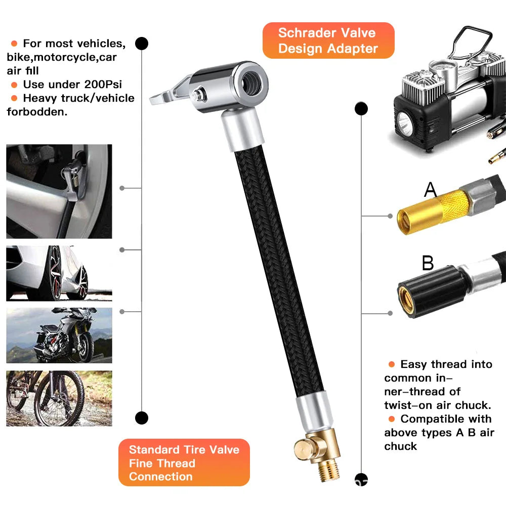 Car Tire Inflator Hose Air Pump With Quick Connector
