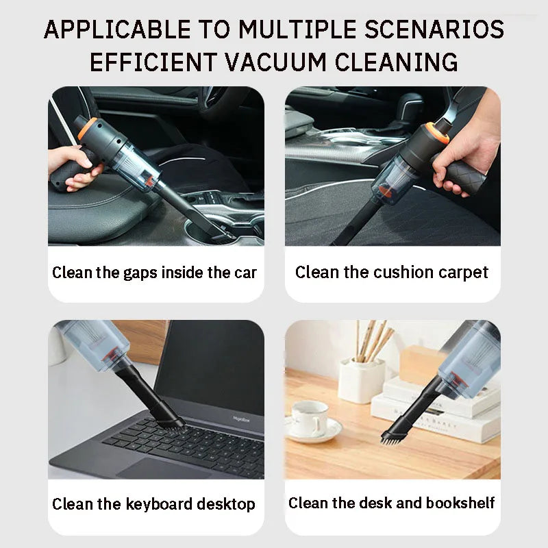 Portable Car Vacuum Cleaner – Wireless Handheld Mini Vacuum with Strong Suction for Cars & Home