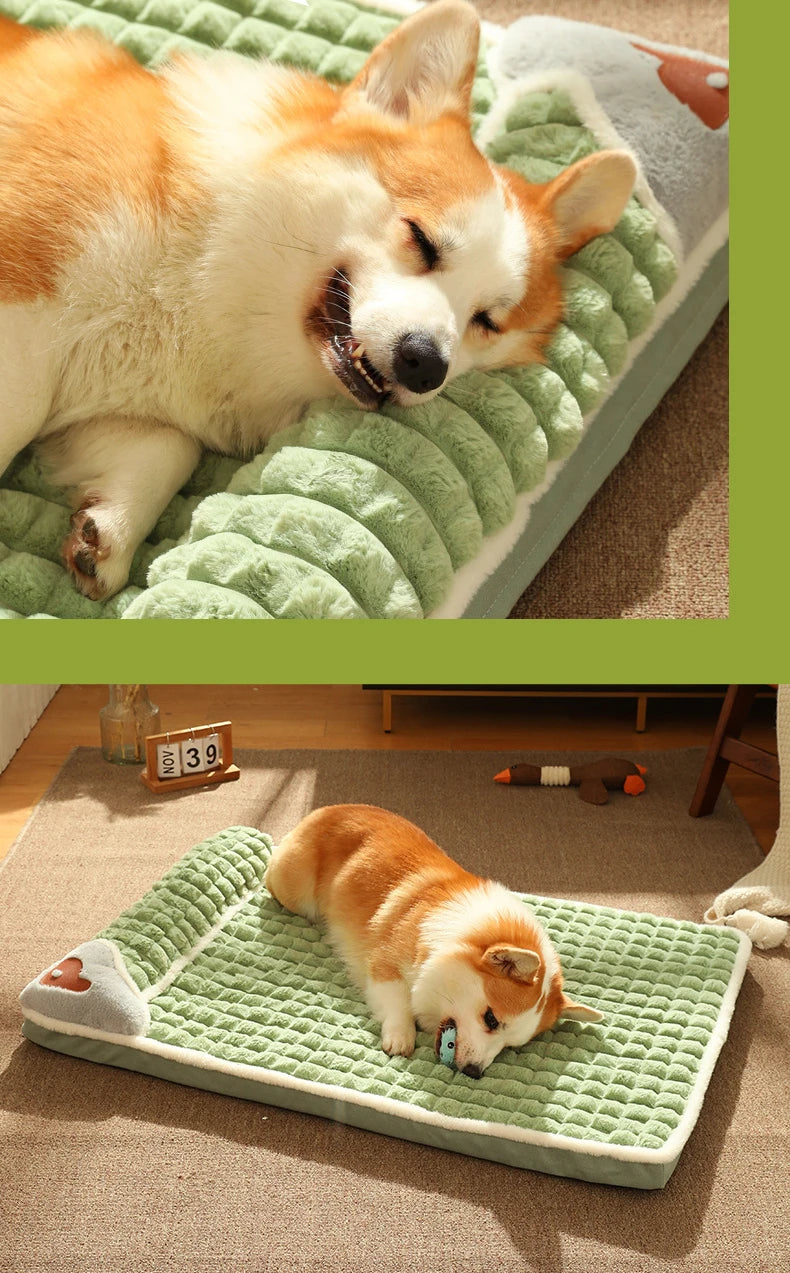 Calming Dog Beds for Small Large Dogs Luxury Dog Mat with Pillow Removable Cover Foam Pet Mat Cushion Sleeping Beds Soft