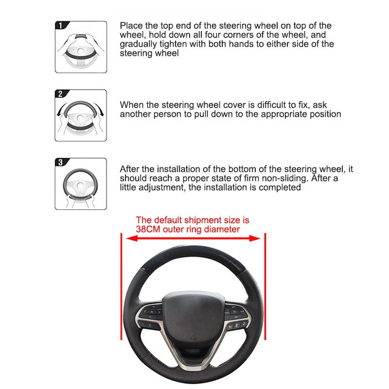 Universal Car Steering Wheel Cover Leather  Car steering sleeve Car Accessories Auto Steering-Weel covers Auto Upholstery