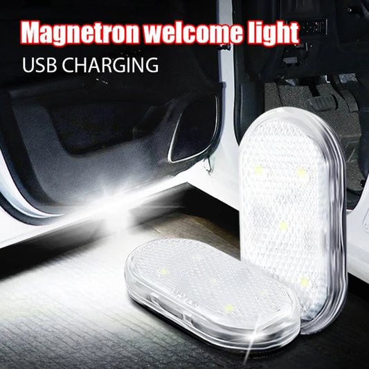 Car Led Welcome Light Magnetic Control USB Charging Auto Open Door Safe Anti-collision Signal Lamp