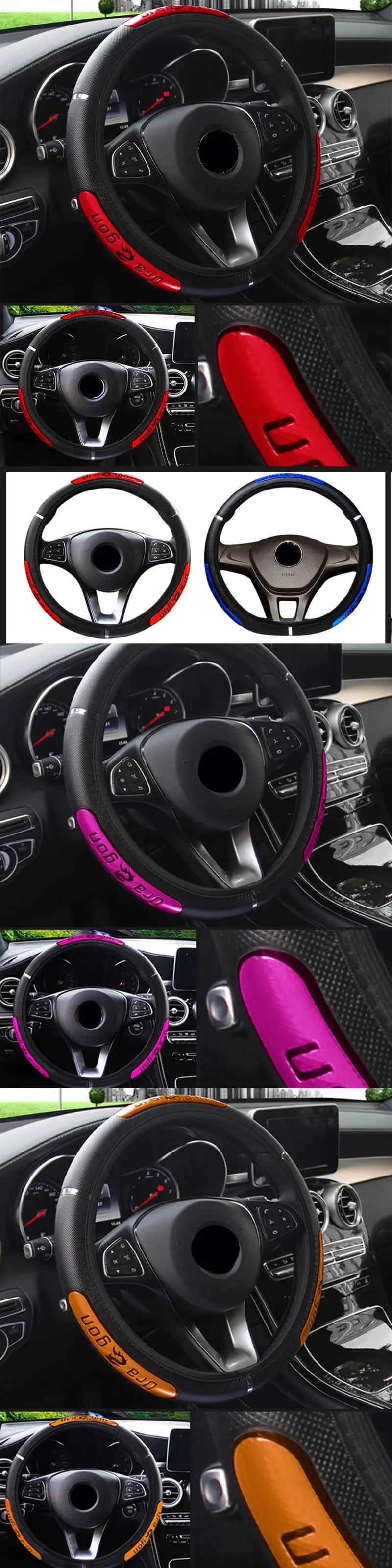 Car Steering Wheel Covers 100% Brand New Reflective Faux Leather  Elastic China Dragon Design  Steering Wheel Protector