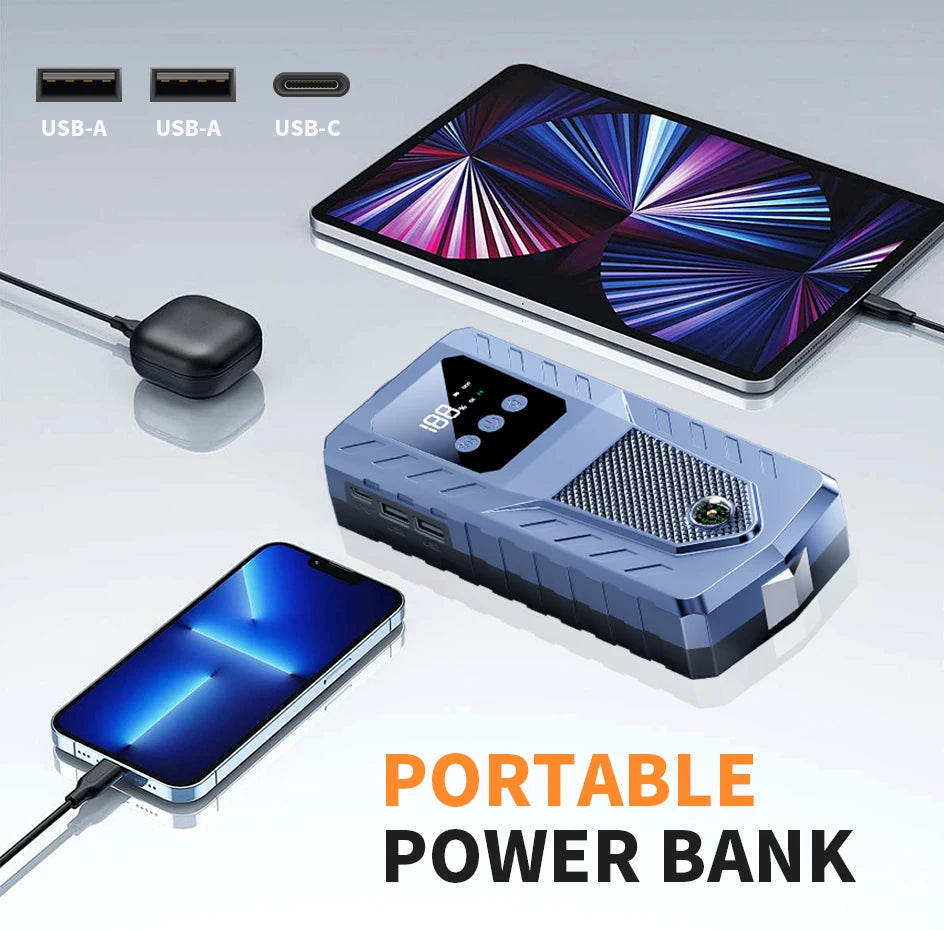 Car Jump Starter Battery Power Bank 2000A/3000A for Car Starter Portable Emergency Booster 12V Auto Starting Device