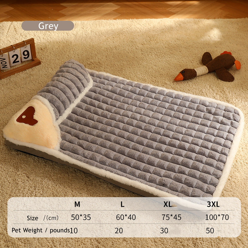 Calming Dog Beds for Small Large Dogs Luxury Dog Mat with Pillow Removable Cover Foam Pet Mat Cushion Sleeping Beds Soft