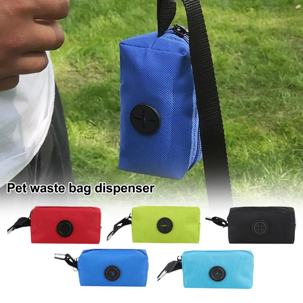 Dog Poop Bag Holder For Leash Doggie Waste Bag Dispenser Fabric Puppy Potty Carrier Small Doggy Zipper Pouch With Carabiner Clip