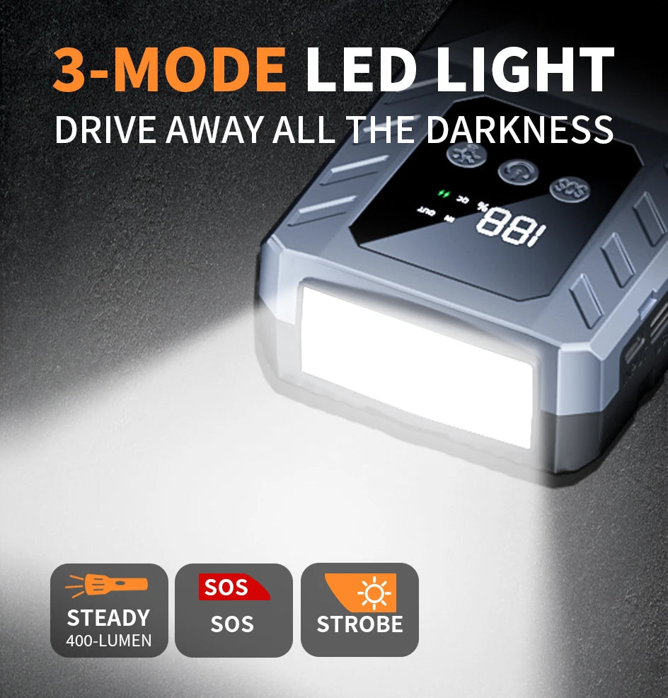 Car Jump Starter Battery Power Bank 2000A/3000A for Car Starter Portable Emergency Booster 12V Auto Starting Device