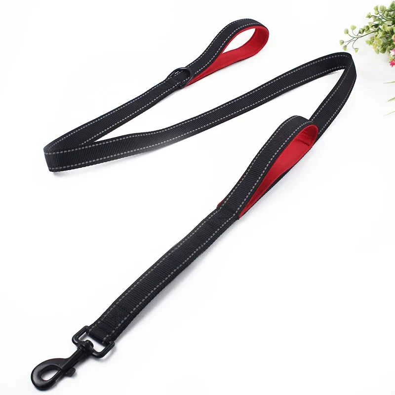Dog Leashes Outdoor Travel Dog Training Chain Heavy Duty Double Handle Lead for Greater Control Safety Training Dual Handle