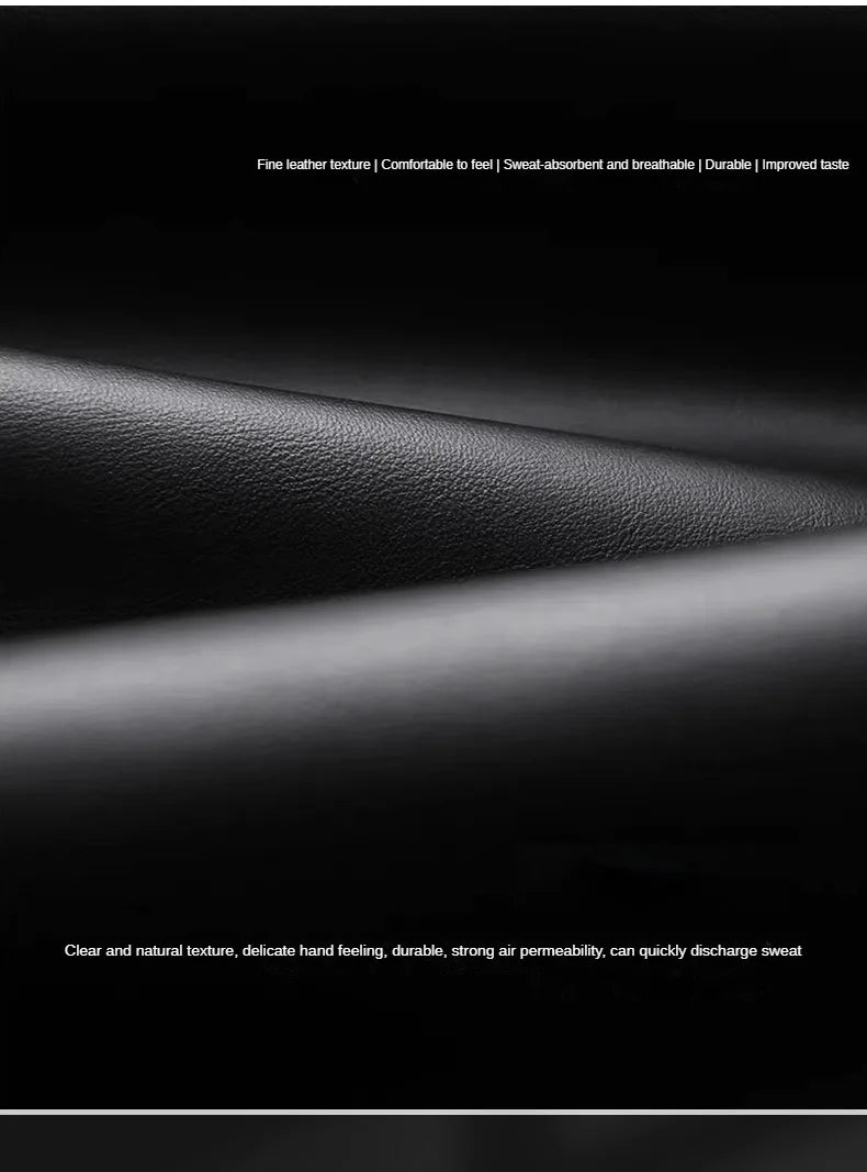 Leather Car Steering Wheel Cover Fine Skin Texture  Comfort Grab Feel and Wear Resistant All Seasons Universal