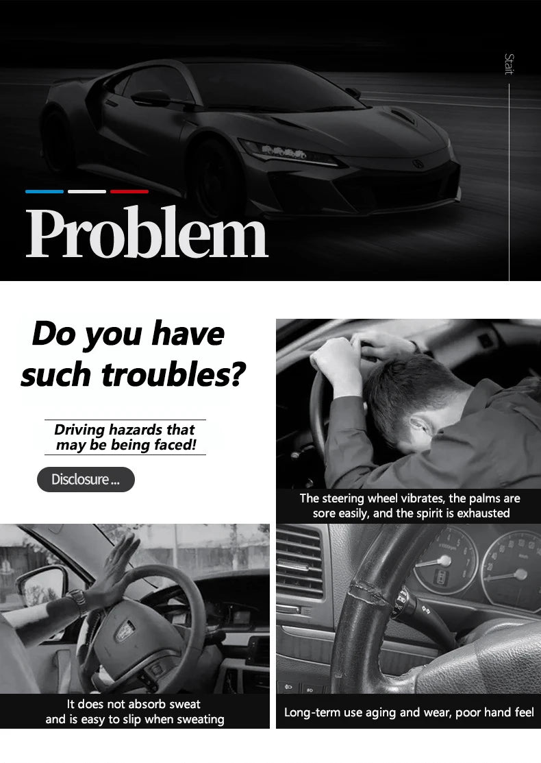 Auto Parts Car Steering Wheel Cover Anti Slip Pu Leather Steering Protector Anti Scratch Steer Wheel Cover Universal for 38cm