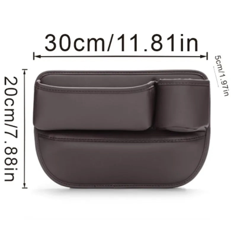 Car Seat Gap Organizer with Cup Holder – Multifunction Leather Storage Box