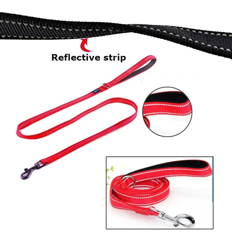 Dog Leashes Outdoor Travel Dog Training Chain Heavy Duty Double Handle Lead for Greater Control Safety Training Dual Handle