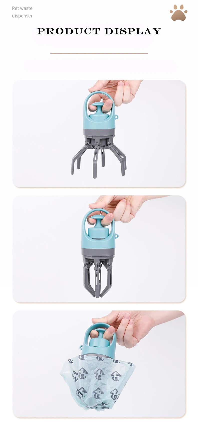 Portable Pet Poop Scooper with Waste Bag Dispenser