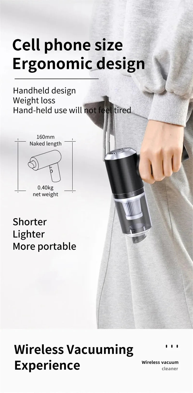 Handheld Cordless Car Vacuum Cleaner – 15000PA Powerful Suction, Portable Multi-Nozzle