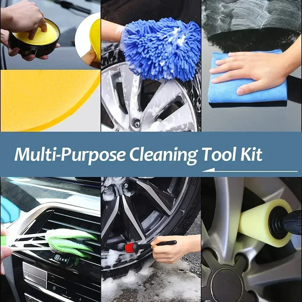 Car Interior Cleaning Kit – Detailing Brushes, Sponges, Microfiber Towels & Vent Tools (15 PCS)