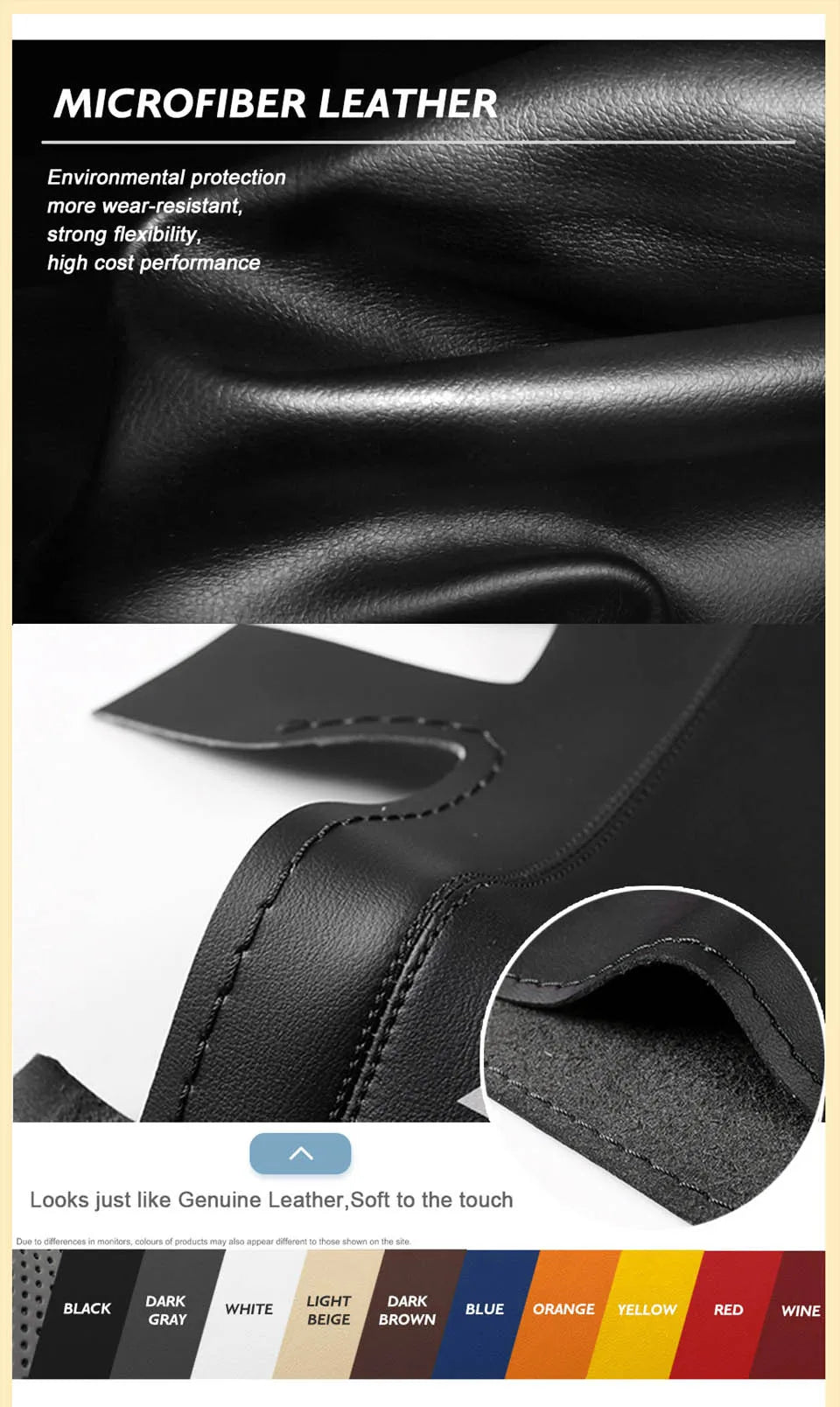 Car Steering Wheel Cover Artificial Leather For Volkswagen VW Golf 7 Mk7 Touran Up New Polo Jetta Passat B8 Tiguan Accessories