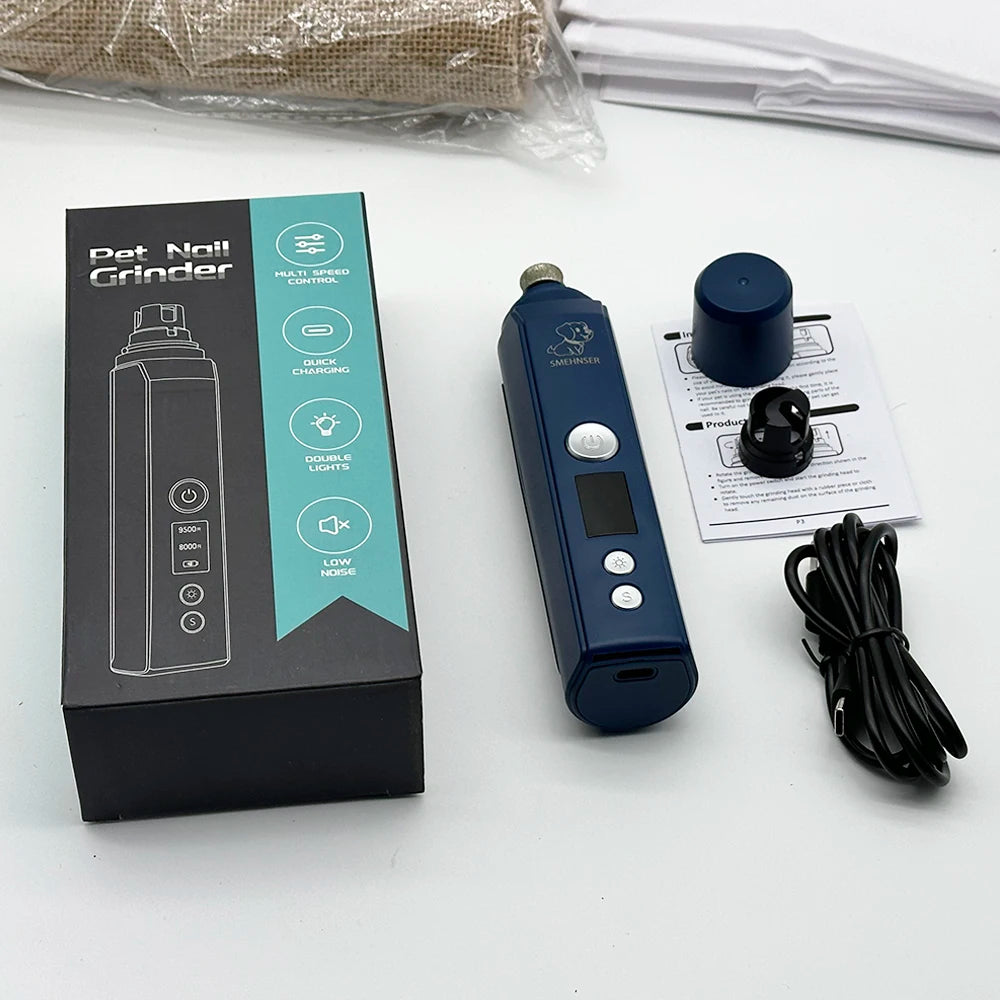 Professional Dog Nail Grinder Electric Pet Nail Trimmer Painless Paws Grooming Machine for Small Medium Large Dog Cats Low Noise