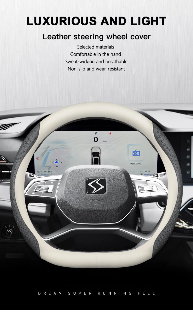 Auto Parts Car Steering Wheel Cover Anti Slip Pu Leather Steering Protector Anti Scratch Steer Wheel Cover Universal for 38cm