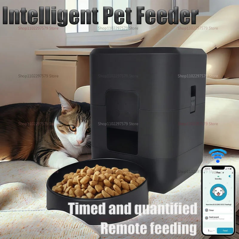 Smart Pet Feeder 2L Automatic Wifi Enabled Dry Food Dispenser for Cat Dog Home Use App Control Pet Supplies Auto Feeding System.